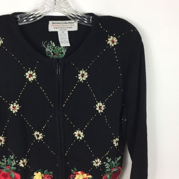 Vintage Heirloom Collectibles 2004 Sweater Cardigan MP Holiday Christmas Ugly - Picture 2 of 8